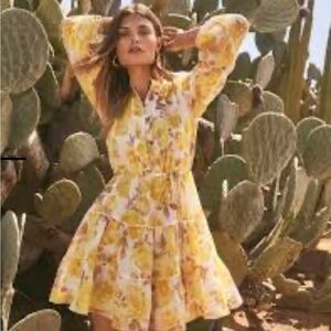 Evernew- Floral Yellow Dress- Fleur Skater Mini Dress